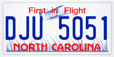 NC license plate DJU5051