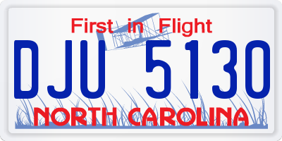NC license plate DJU5130