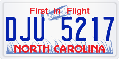 NC license plate DJU5217