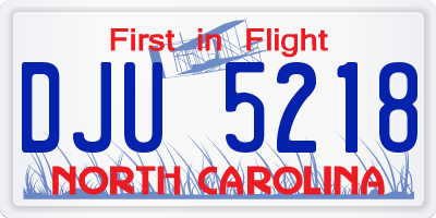 NC license plate DJU5218