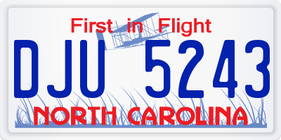 NC license plate DJU5243