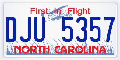 NC license plate DJU5357