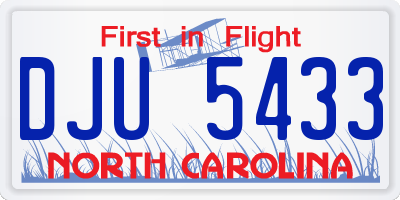 NC license plate DJU5433