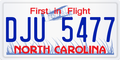 NC license plate DJU5477