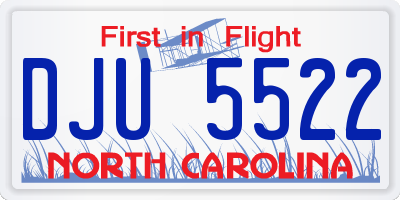 NC license plate DJU5522