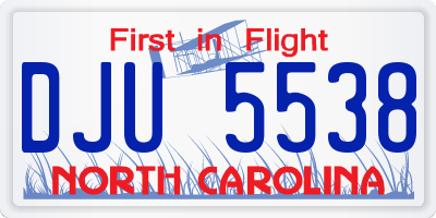 NC license plate DJU5538