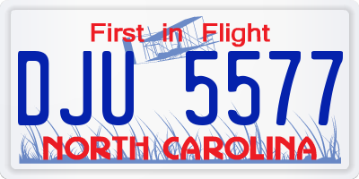 NC license plate DJU5577