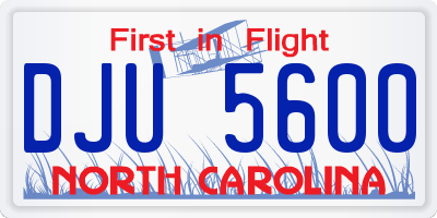 NC license plate DJU5600