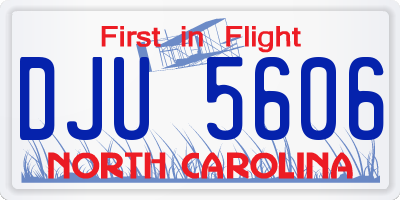 NC license plate DJU5606