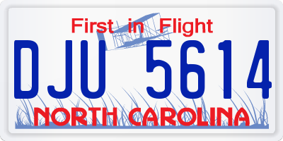 NC license plate DJU5614