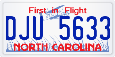 NC license plate DJU5633