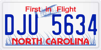 NC license plate DJU5634