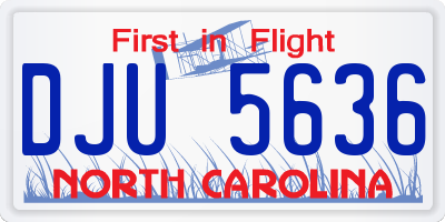 NC license plate DJU5636