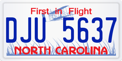 NC license plate DJU5637