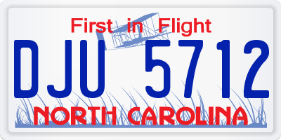NC license plate DJU5712