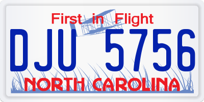 NC license plate DJU5756