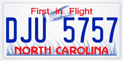 NC license plate DJU5757