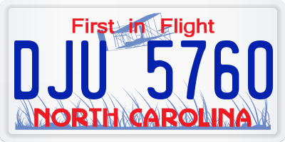 NC license plate DJU5760