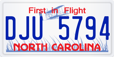 NC license plate DJU5794