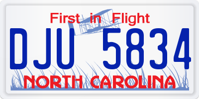 NC license plate DJU5834