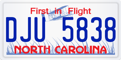 NC license plate DJU5838