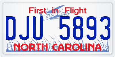 NC license plate DJU5893