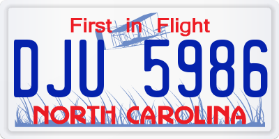 NC license plate DJU5986