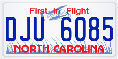 NC license plate DJU6085