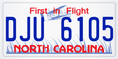 NC license plate DJU6105