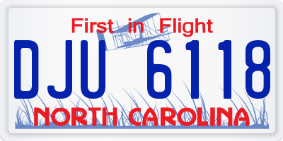 NC license plate DJU6118