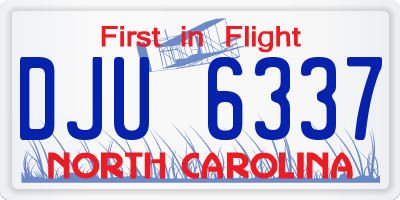 NC license plate DJU6337