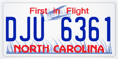 NC license plate DJU6361