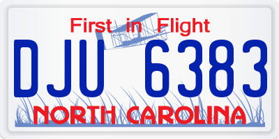NC license plate DJU6383