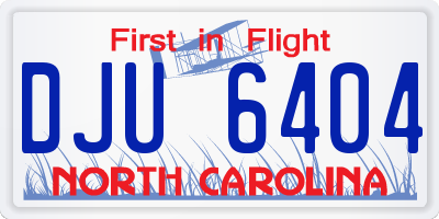 NC license plate DJU6404
