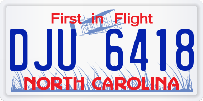NC license plate DJU6418
