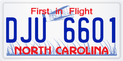 NC license plate DJU6601