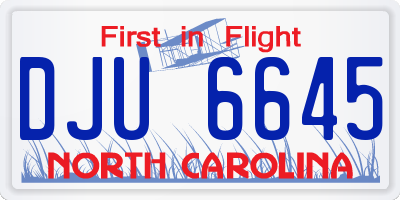 NC license plate DJU6645