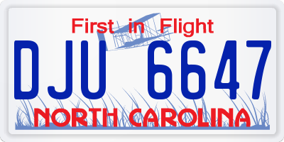 NC license plate DJU6647
