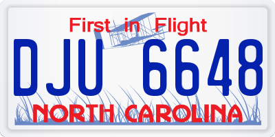 NC license plate DJU6648