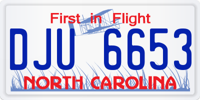 NC license plate DJU6653