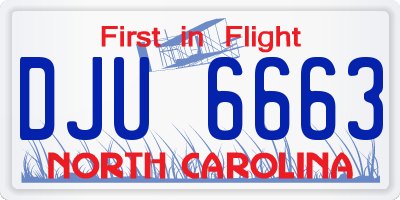 NC license plate DJU6663