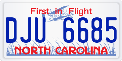 NC license plate DJU6685