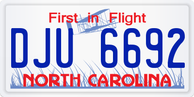 NC license plate DJU6692
