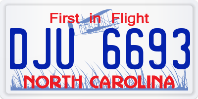 NC license plate DJU6693