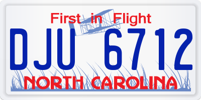 NC license plate DJU6712