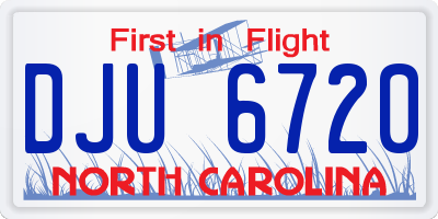 NC license plate DJU6720