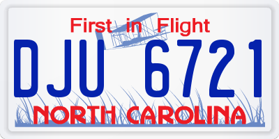 NC license plate DJU6721