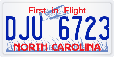 NC license plate DJU6723