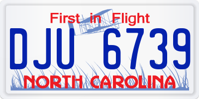 NC license plate DJU6739