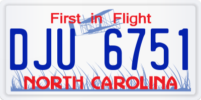 NC license plate DJU6751